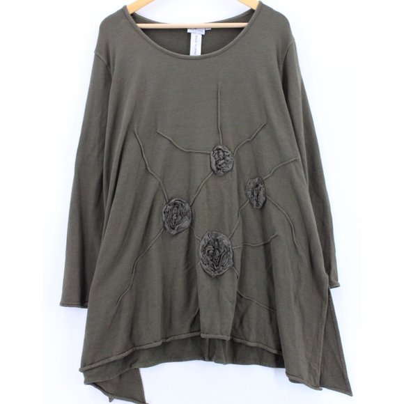 Cheyenne Tunic Dress Womens Brown Pullover Long Sleeve Floral Embroidered 2X - Picture 1 of 11
